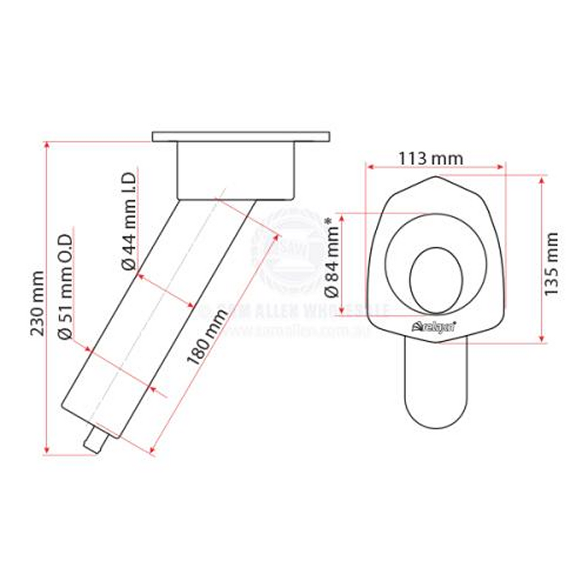 Relaxn Mako Series Rod & Cup Holder Alloy Concealed Mount — 30°