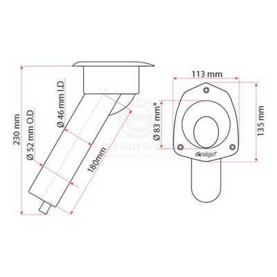 Relaxn Mako Series Rod & Cup Holder Polypropylene Concealed Mount — 30°