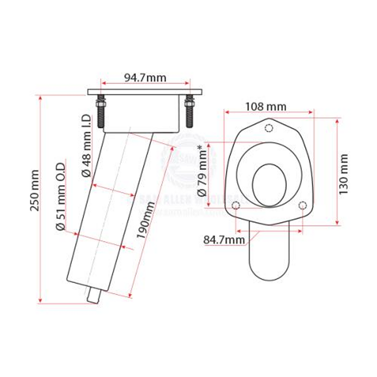 Relaxn Mako Series Rod & Cup Holder Stainless Steel Concealed Mount — 15°